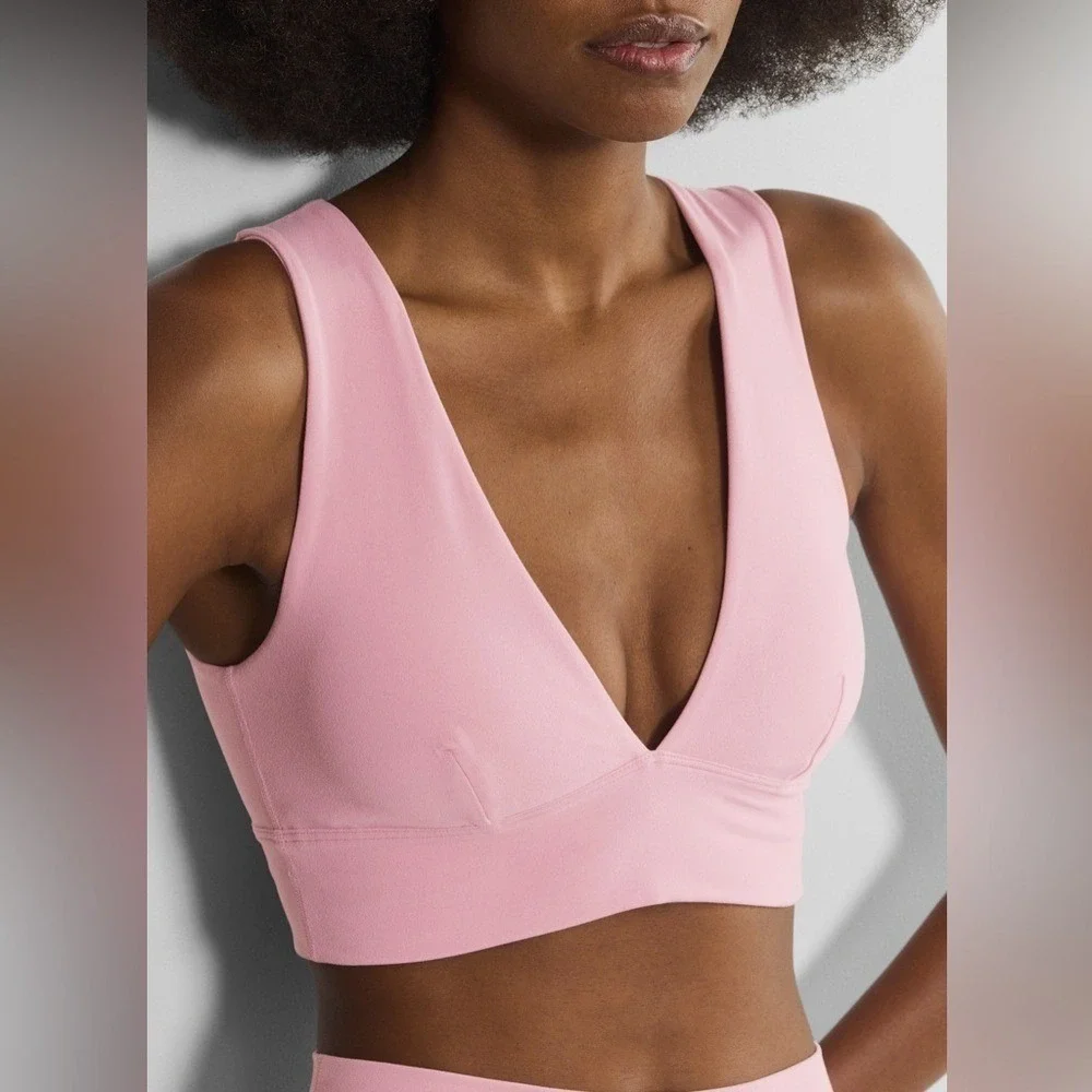 Aritzia Golden Butter‎ Baseline Micro Skirt & Plunge Bra Top Pink Set Size S NWT
